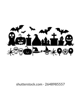 Conjunto de Elementos de Halloween sobre fondo blanco. Naranja