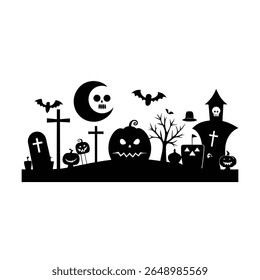 Conjunto de elementos de Halloween em fundo branco. Laranja