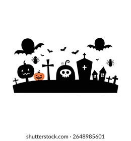 Conjunto de Elementos de Halloween sobre fondo blanco. Naranja