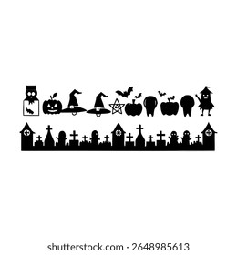 Set of Halloween Elements on white background. Orange