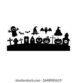 Set of Halloween Elements on white background. Orange