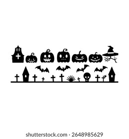 Conjunto de elementos de Halloween em fundo branco. Laranja