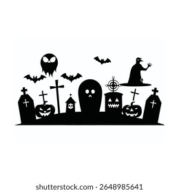 Set of Halloween Elements on white background. Orange