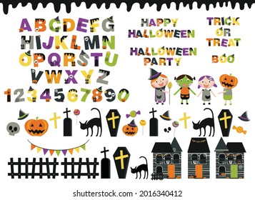 conjunto de elementos de halloween, ilustración vectorial