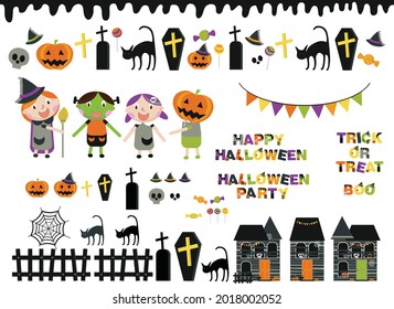 set of halloween elements, vector illustration