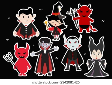 Set Halloween Elements Vector Illustration with Various Kinds of Things like Ghosts, Pumpkins, Skulls, Candies and More Cartoon Background Templates