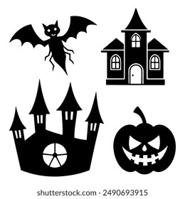 A set of Halloween elements vector illustration