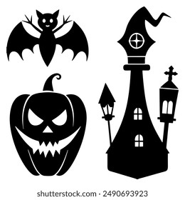 A set of Halloween elements vector illustration