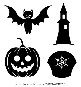 A set of Halloween elements vector illustration
