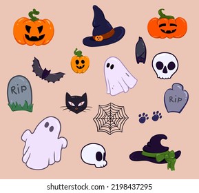 Set mit Halloween-Elementen. Vektorgrafik