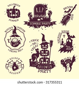 Set of halloween emblems. Halloween Emblems. Vector Illustration