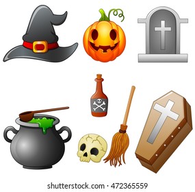 Set of Halloween equipment cartoon