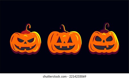 a set of halloween expression illustrations
