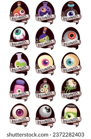 set of halloween eyes vector icons for poses with white background