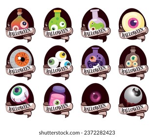 set of halloween eyes vector icons for poses