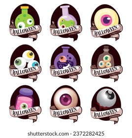 set of halloween eyes vector icons for poses