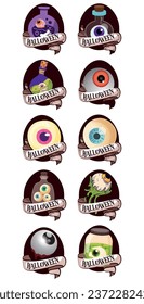 set of halloween eyes vector icons for poses