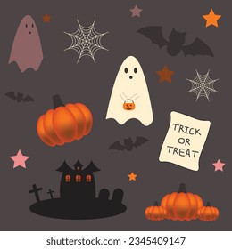 Set of Halloween festival elements