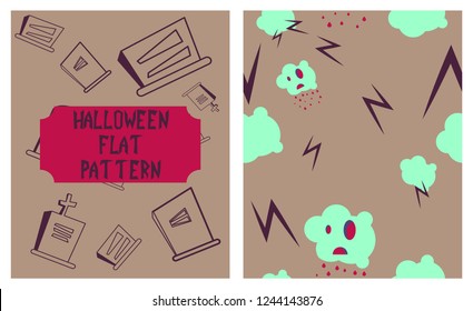 Set of Halloween festive pattern.