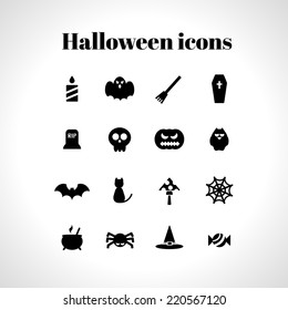 set of halloween flat icons 