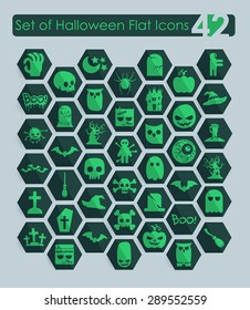 Set of halloween flat icons