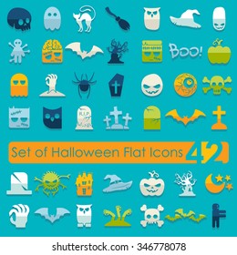 Set of halloween flat icons