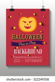 Set of Halloween flat icons. Orange pumpkin. Invitation, poster or card for Halloween Night Party. Trick or Treat.