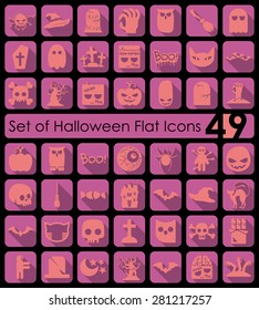 Set of Halloween flat icons for Web and Mobile Applications