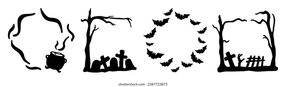 Conjunto de marcos de Halloween para el diseño. Ilustración vectorial.