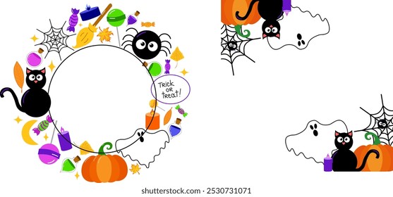 Set of Halloween frames for design. Vector illustration.
