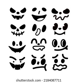 Set of Halloween funny faces Illustration decoration 