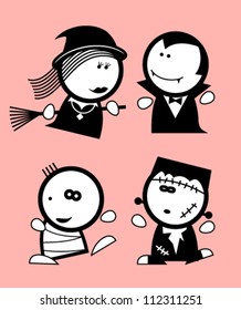 Set of halloween funny peoples icons.
