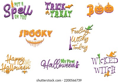 Set of Halloween Funny and scary sayings