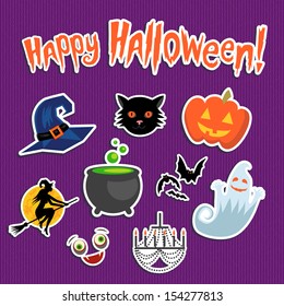 Set of Halloween funny stickers
