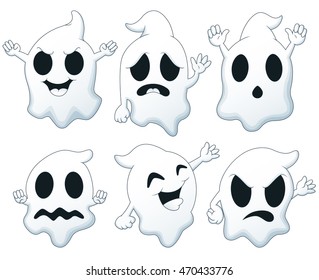 Set of Halloween ghost cartoon