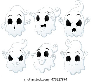 Set of Halloween ghost cartoon