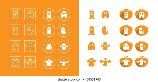 set of halloween ghost icons