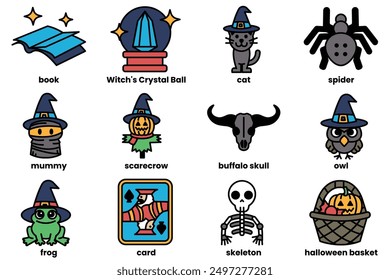 A Set of Halloween and ghost icons in line style.