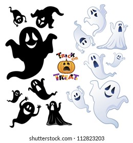 Set of Halloween Ghost, Halloween night, Ghost silhouette