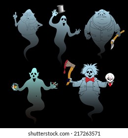 set of halloween ghost, vector illustration