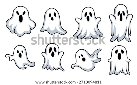 set of halloween ghost vector illustration