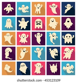 Set of halloween ghosts