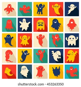 Set of halloween ghosts