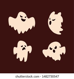 set of halloween ghosts decoration