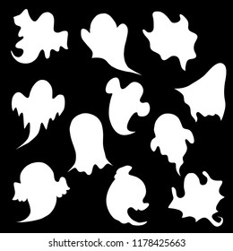 Set of halloween ghosts for design. The ghost icon. Flat design.