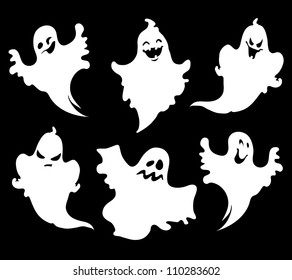 Set of halloween  ghosts for design isolated on background, such logos.