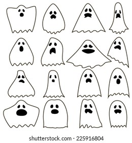 Set of halloween ghosts for design isolated on background