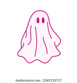 Set of halloween ghosts. Halloween scary spirits with pumpkins in different poses. Halloween ghosts isolated flat vector illustrations.