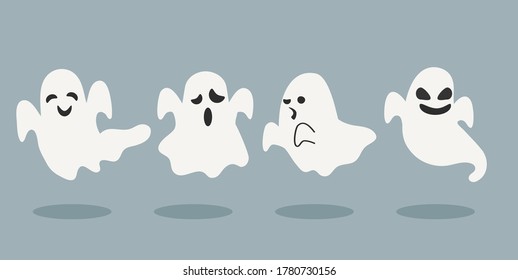 Set of halloween ghosts  vector illustration