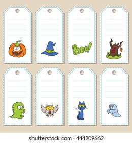 Set of halloween gift tags with funny characters. Some blank space for your text included.